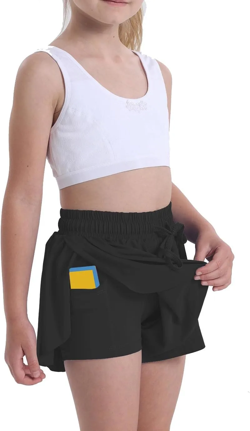 3 Pack Butterfly Flowy Shorts Skirts for Girls Tennis Cheer Stuff Athletic Preppy Running Sports Skirt for Teen Girls