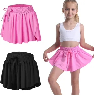 3 Pack Butterfly Flowy Shorts Skirts for Girls Tennis Cheer Stuff Athletic Preppy Running Sports Skirt for Teen Girls