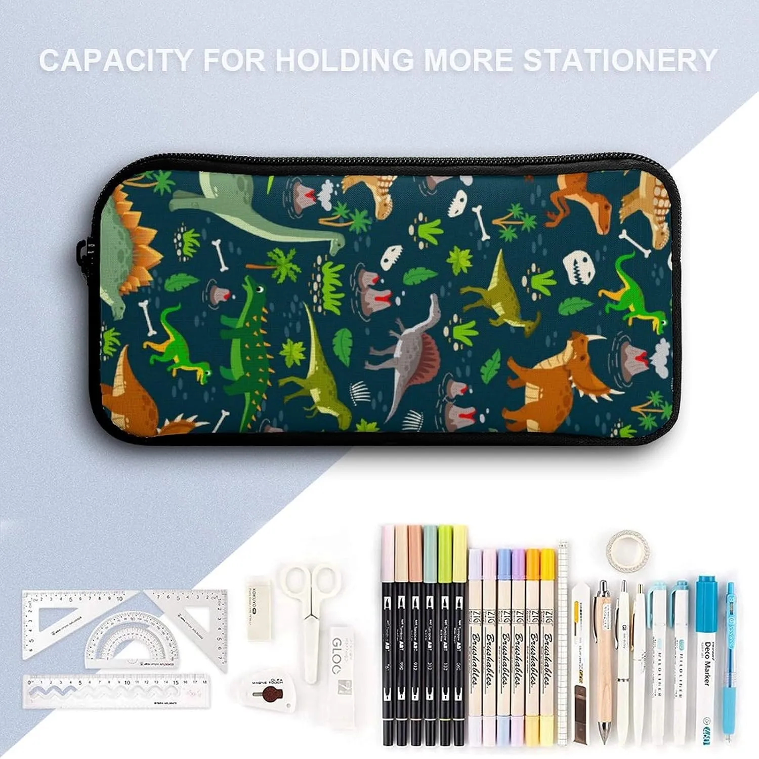 3pcs Cartoon Dinosaur Backpack Set, Multi-functional Laptop Bag 17in Water Resistant Travel Daypack, Large Capacity Double Shoulder Backpack With Lunch Bag (Cartoon Dinosaur