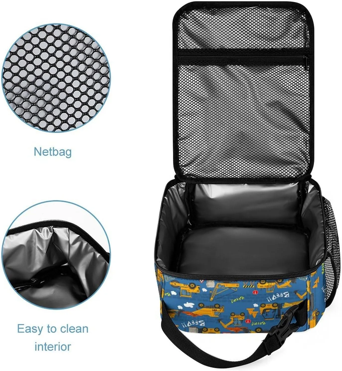 3pcs Cartoon Excavator Backpack Set, Multi-functional Laptop Bag 17in Water Resistant Travel Daypack, Large Capacity Double Shoulder Backpack With Lunch Bag (Cartoon Excavator