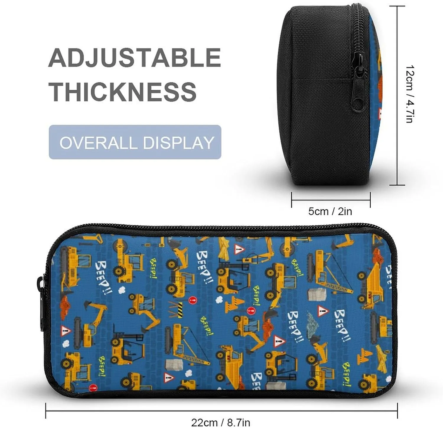 3pcs Cartoon Excavator Backpack Set, Multi-functional Laptop Bag 17in Water Resistant Travel Daypack, Large Capacity Double Shoulder Backpack With Lunch Bag (Cartoon Excavator
