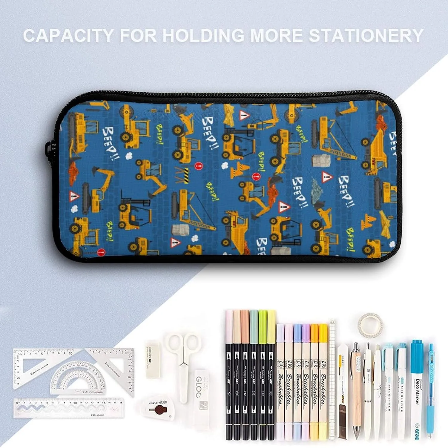 3pcs Cartoon Excavator Backpack Set, Multi-functional Laptop Bag 17in Water Resistant Travel Daypack, Large Capacity Double Shoulder Backpack With Lunch Bag (Cartoon Excavator