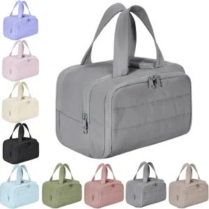 4-In-1 Puffy Multi-Functional Toiletry Bag For Women, Portable Hanging Wide-Open Travel Bag, Large Capacity Toiletry Organizer, Ladies Overnight Travel Bag With Handle (grey)