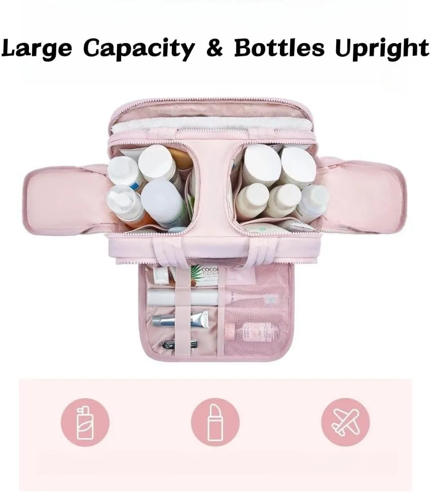 4-In-1 Puffy Multi-Functional Toiletry Bag For Women, Portable Hanging Wide-Open Travel Bag, Large Capacity Toiletry Organizer, Ladies Overnight Travel Bag With Handle (grey)