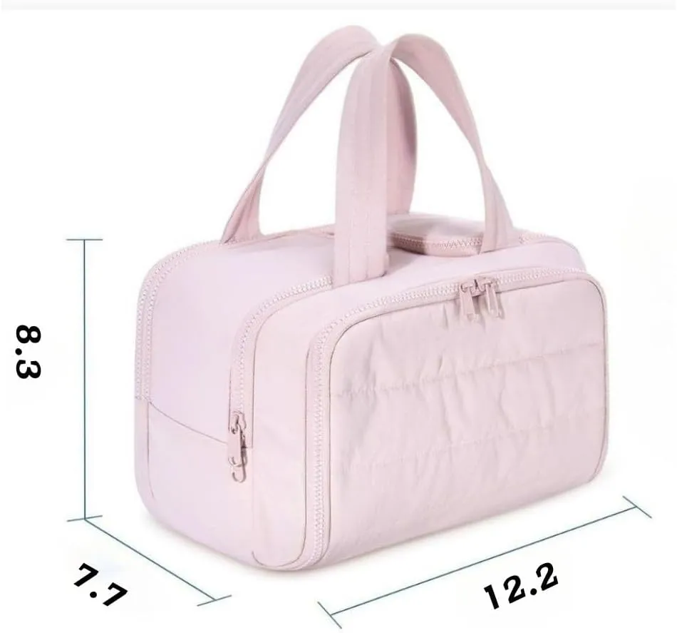 4-In-1 Puffy Multi-Functional Toiletry Bag For Women, Portable Hanging Wide-Open Travel Bag, Large Capacity Toiletry Organizer, Ladies Overnight Travel Bag With Handle (grey)