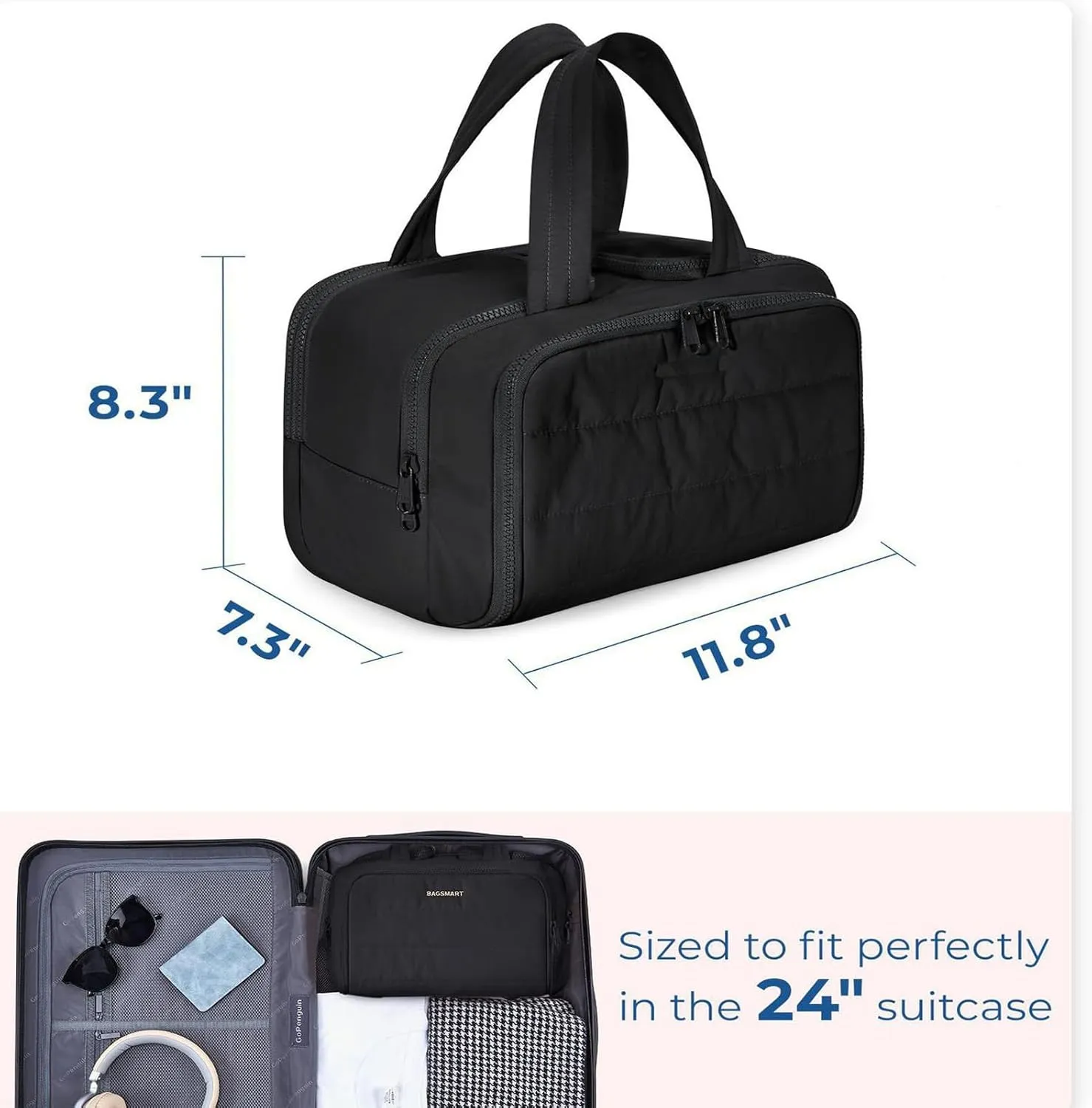 4-In-1 Puffy Multi-Functional Toiletry Bag, Travel Toiletry Bag For Women, Large-Capacity Travel Hanging Organizer for Toiletries & Beauty Essentials (Off-white)