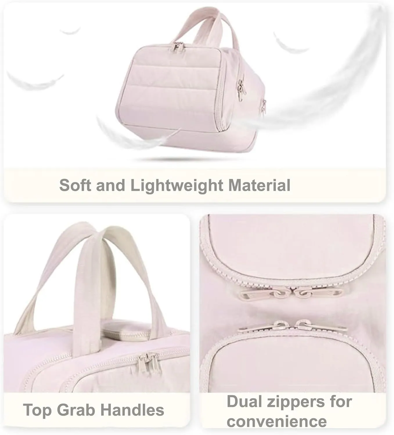4-in-1 Puffy Multi-Functional Toiletry Bag,Travel Toiletry Bag, Lightweight Large Wide-Open Travel Bag for Women,Puffy Cosmetic Bag with Handle for Accessories,Essentials, Toiletries (Pink)