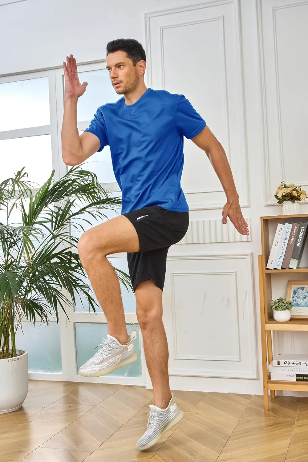 5 Pack Mens Short Sleeve Quick Dry Active Athletic T Shirt Running Gym Workout Tee Tops