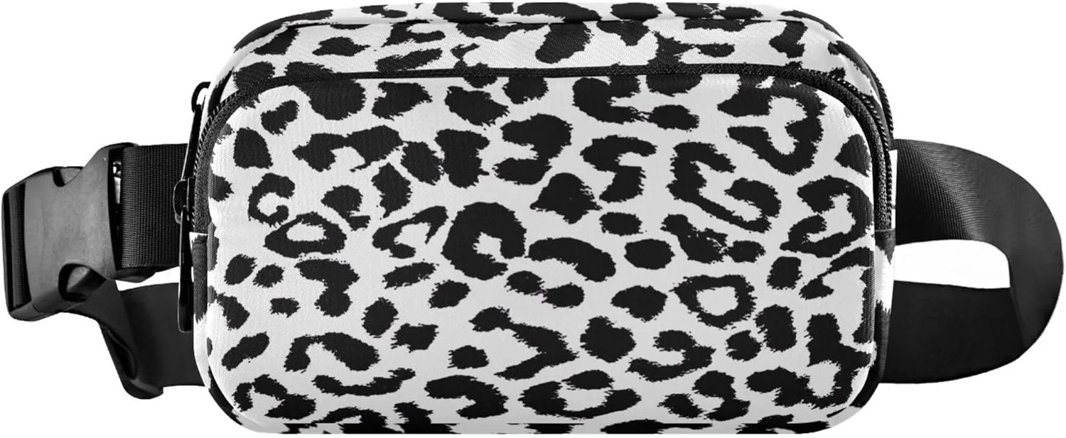 Abstract Black White Animal Waterproof Fanny Packs Women Hip Pack Belt Pouch Funky Waist Bag for Women