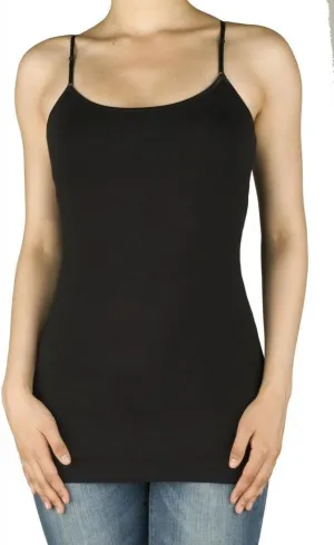 ACTIVE BASIC Women Built in Inner Bra Extra Long Spaghetti Cami Adjustable