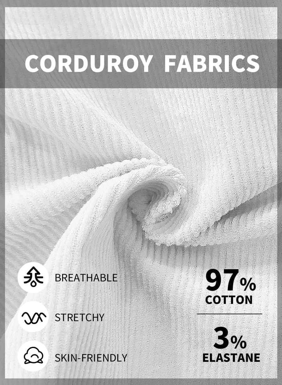 AIMPACT Mens Corduroy Shorts 5/6 Inseam Casual Elastic Waist Drawstring Summer Beach Shorts for Men with Pockets