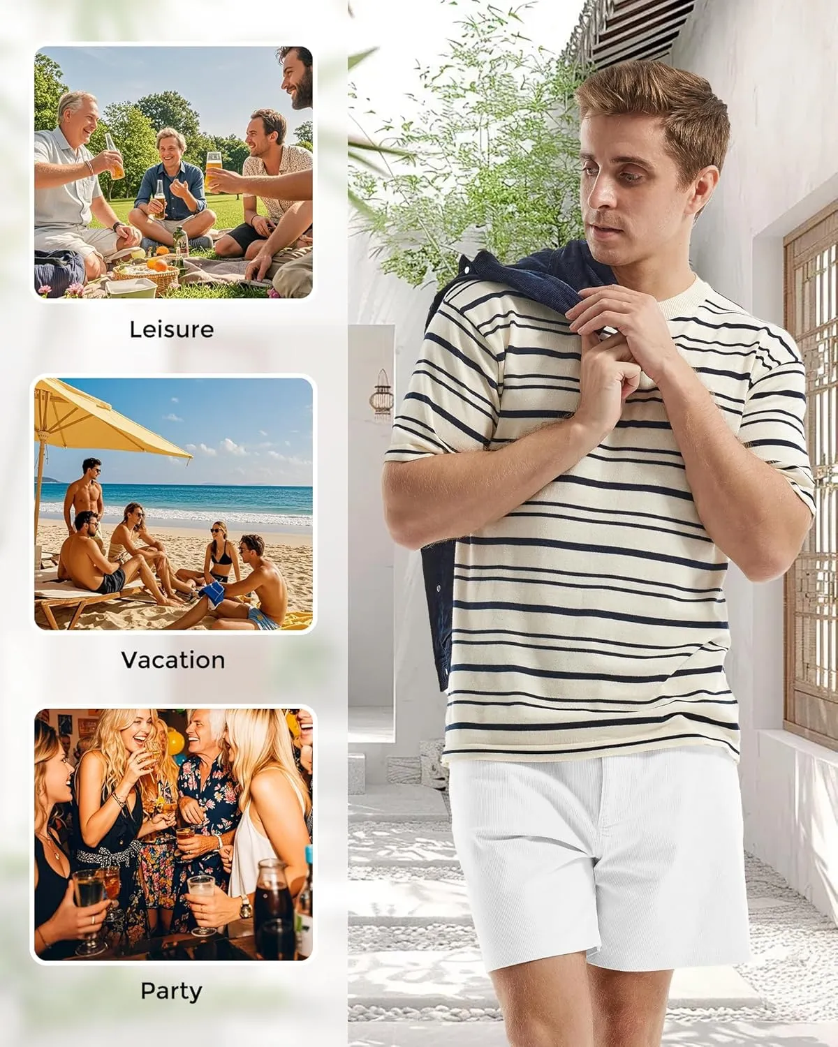 AIMPACT Mens Corduroy Shorts 5/6 Inseam Casual Elastic Waist Drawstring Summer Beach Shorts for Men with Pockets