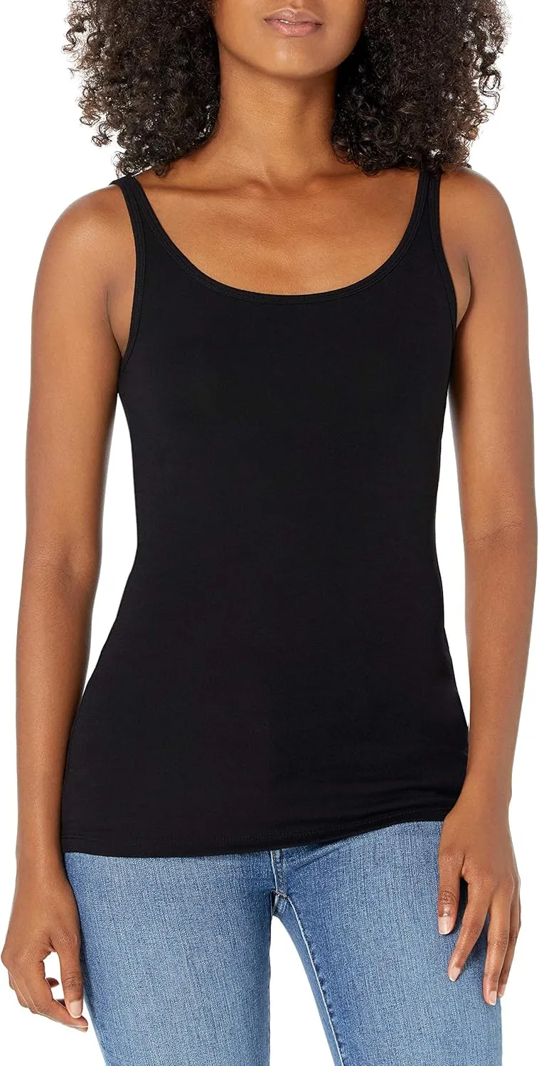 Amazon Essentials Women's Slim-Fit Thin Strap Tank Top, Pack of 2