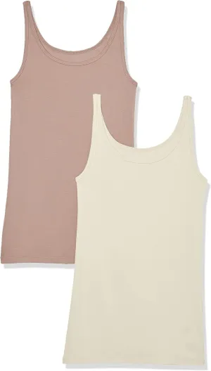 Amazon Essentials Women's Slim-Fit Thin Strap Tank Top, Pack of 2