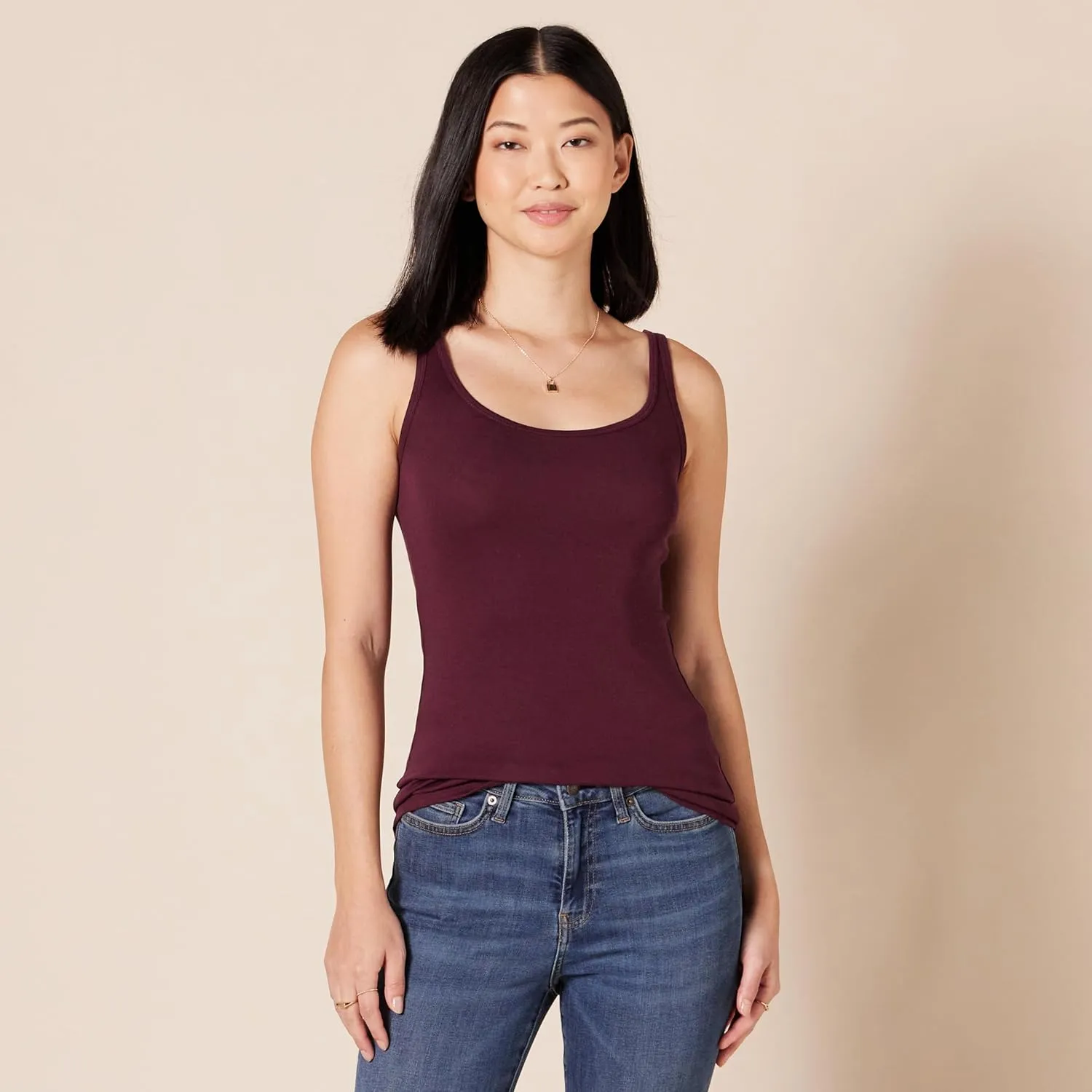 Amazon Essentials Women's Slim-Fit Thin Strap Tank Top, Pack of 2