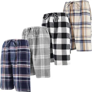 Andrew Scott Men's Cotton Flannel Soft Woven Lounge PJ Shorts | Drawstring & Pockets | Multi Packs