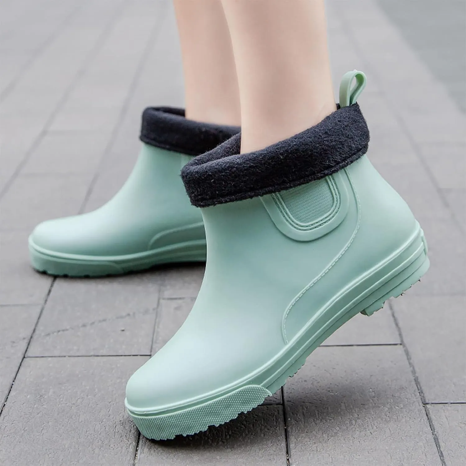 Ankle Boots for Women Waterproof Rain Boots for Women Non Slip With Cotton Inside Rain Boots Outdoor Rubber Shoes
