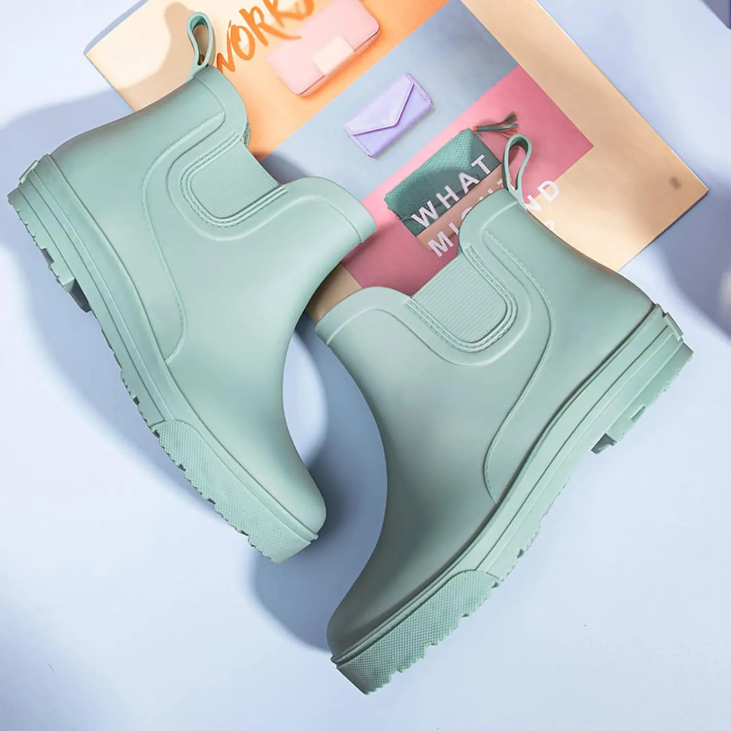 Ankle Boots for Women Waterproof Rain Boots for Women Non Slip With Cotton Inside Rain Boots Outdoor Rubber Shoes
