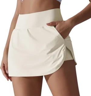 Anna-Kaci Women's High Waist Athletic Skort with Built-in Shorts and Side Pockets