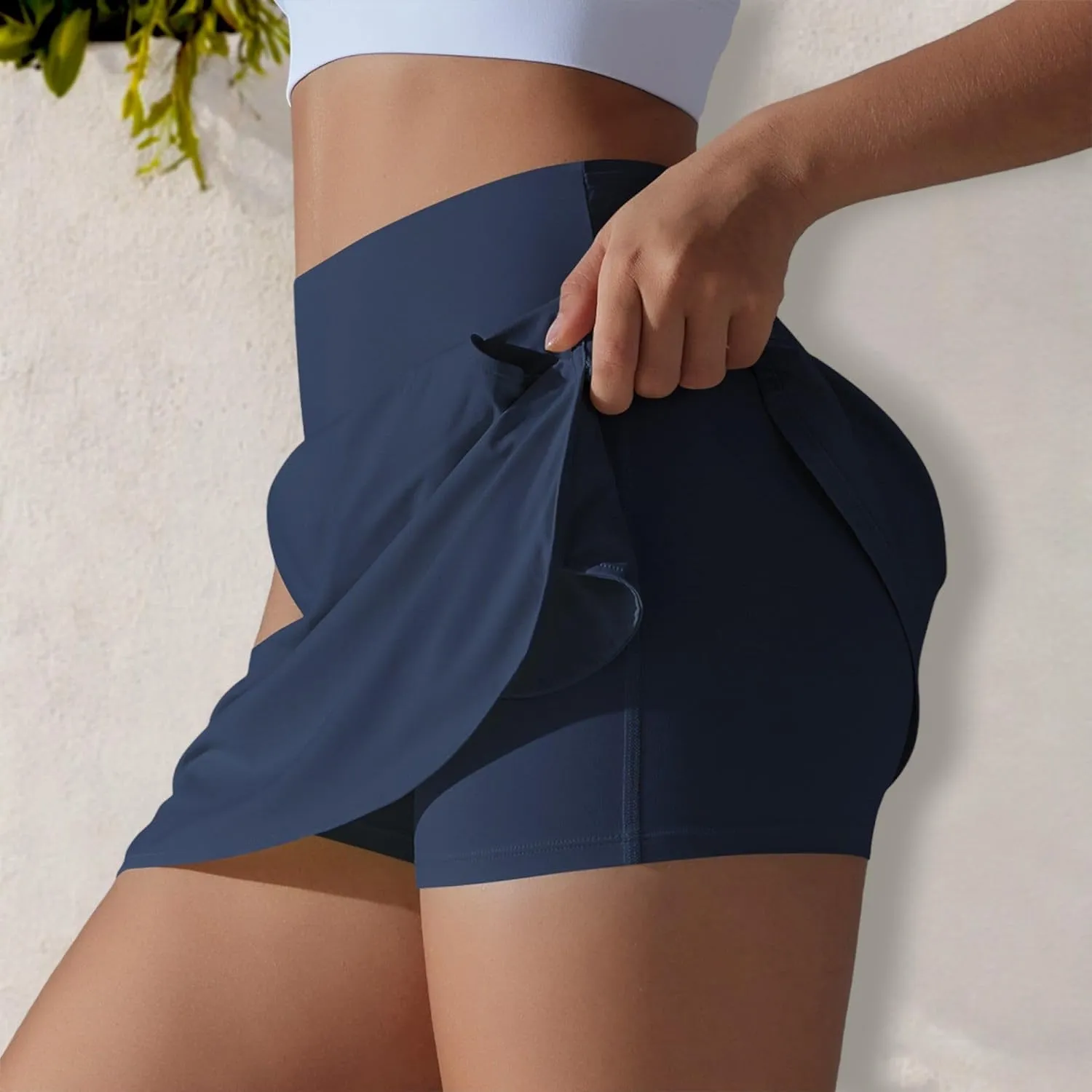 Anna-Kaci Women's High Waist Athletic Skort with Built-in Shorts and Side Pockets
