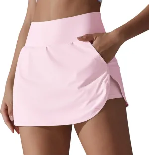 Anna-Kaci Women's High Waist Athletic Skort with Built-in Shorts and Side Pockets