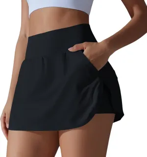 Anna-Kaci Women's High Waist Athletic Skort with Built-in Shorts and Side Pockets