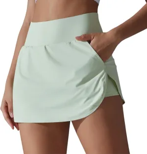Anna-Kaci Women's High Waist Athletic Skort with Built-in Shorts and Side Pockets