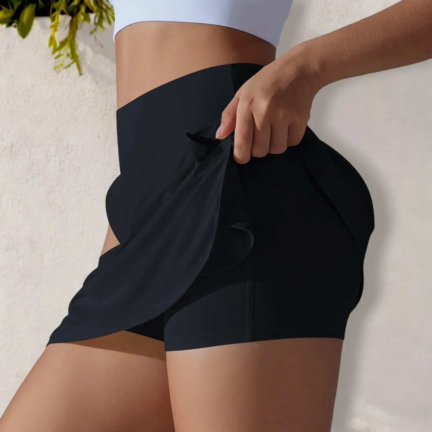 Anna-Kaci Women's High Waist Athletic Skort with Built-in Shorts and Side Pockets