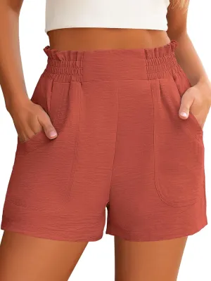 ANRABESS Women Summer Casual Shorts Elastic High Waisted Wide Leg Cute Dressy Beach Shorts 2025 Fashion Vacation Outfits