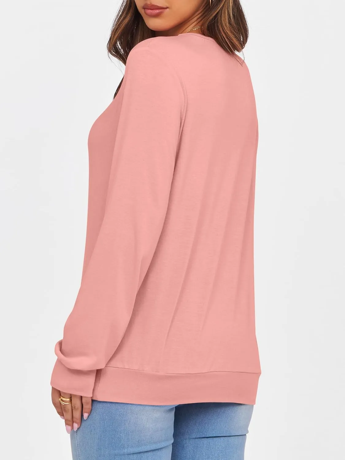 ANRABESS Women's Long Sleeve Shirts Casual Loose V Neck Basic Tees Tops 2025 Fall T-Shirt Outfits