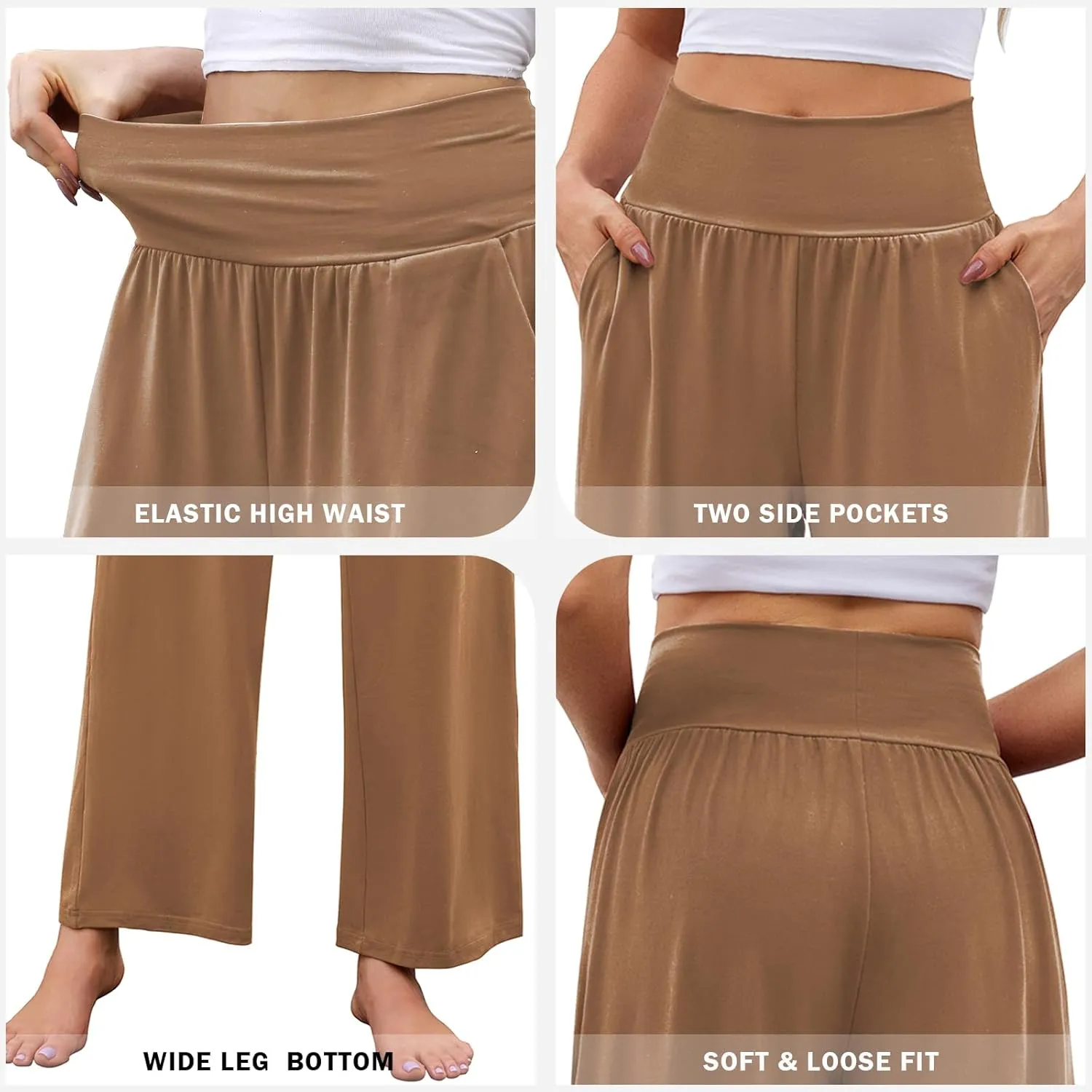 Arolina Wide Leg Yoga Pants for Women 2025 Casual Loose Sweatpants High Waisted Comfy Lounge Pajama Palazzo with Pockets