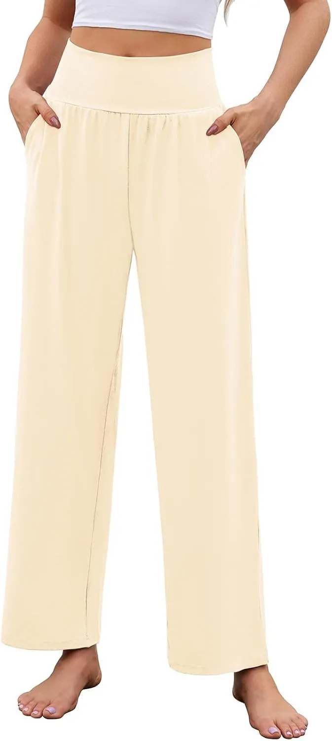Arolina Wide Leg Yoga Pants for Women 2025 Casual Loose Sweatpants High Waisted Comfy Lounge Pajama Palazzo with Pockets