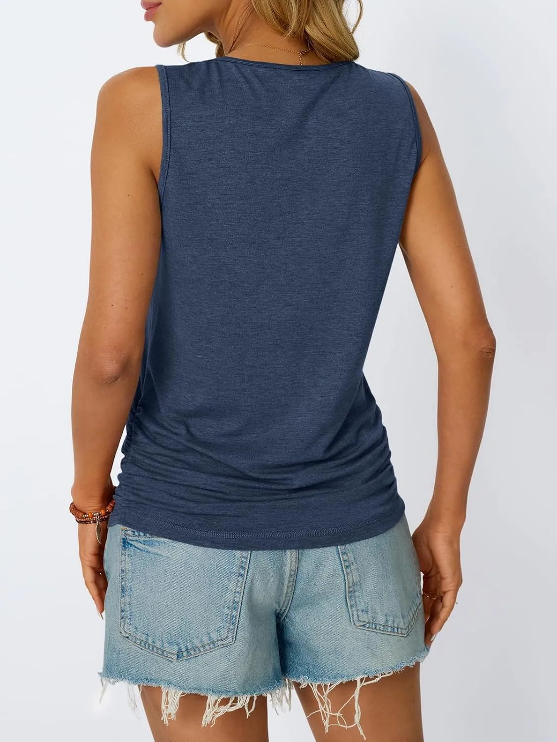 AUTOMET Womens Tank Tops 2025 Sleeveless Square Round Neck Ruched Spring Summer Tee Shirts Basic Outfits Trendy Clothes