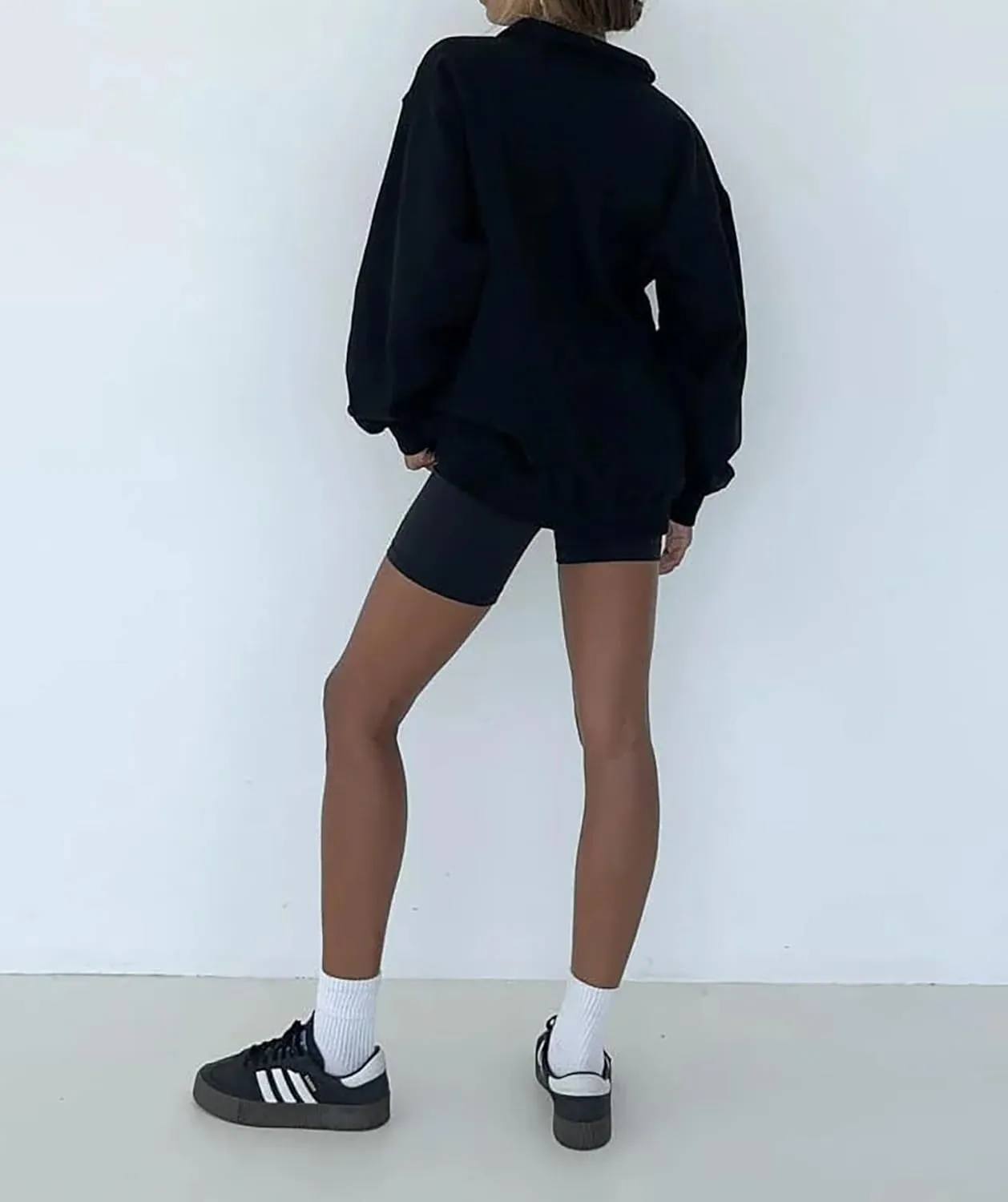 BAIGRAM Women Quarter Button Up Collar Polo Sweatshirt Oversized Fleece Fall Casual Pullover Tops 2024 Cute Outfits