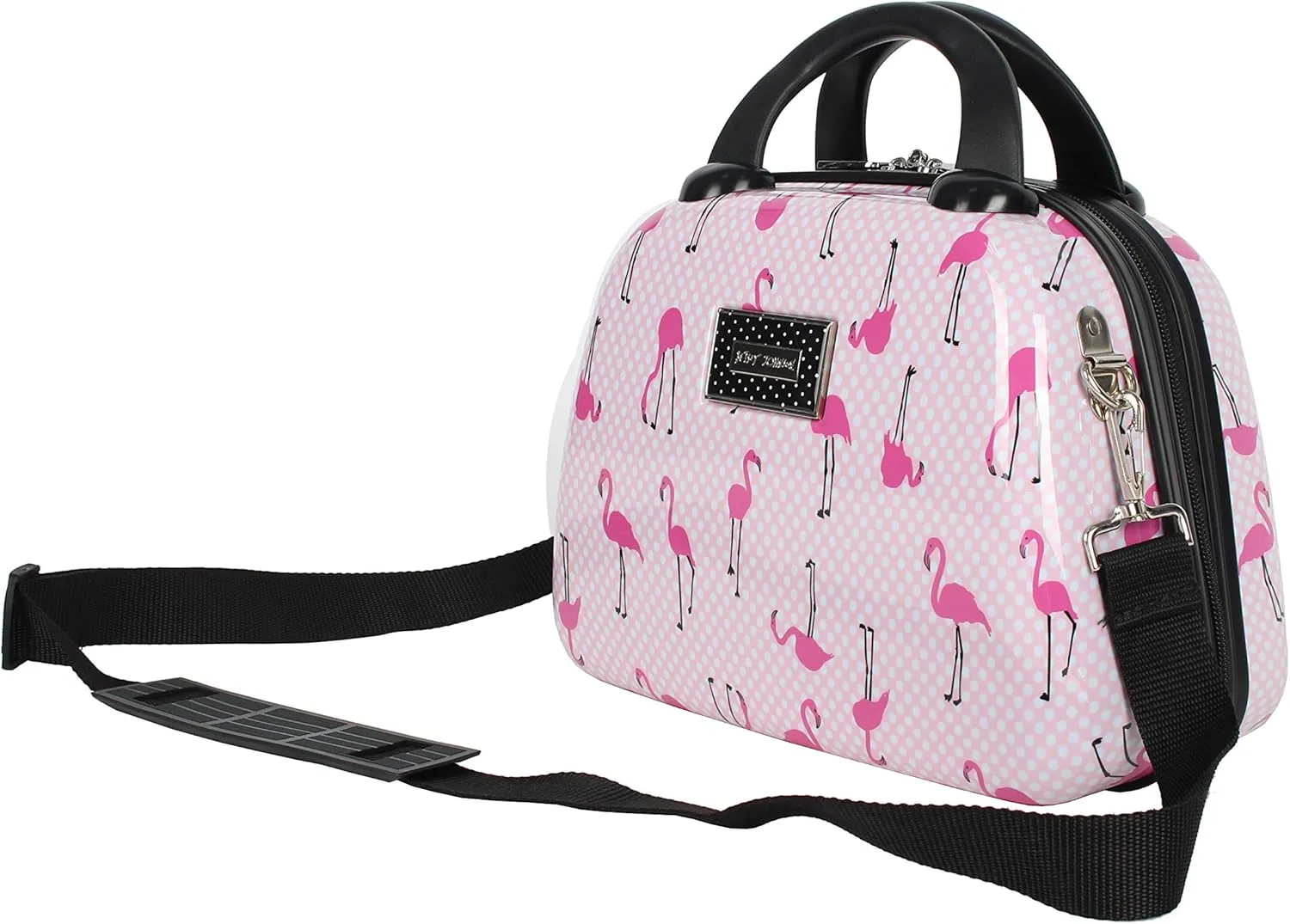 Betsey Johnson Hardside Cosmetic Case - Lightweight Small Size Hardshell Travel Hand Makeup Bag - Adjustable Shoulder Strap - Bag for Women and Girls - Multi-Functional Case