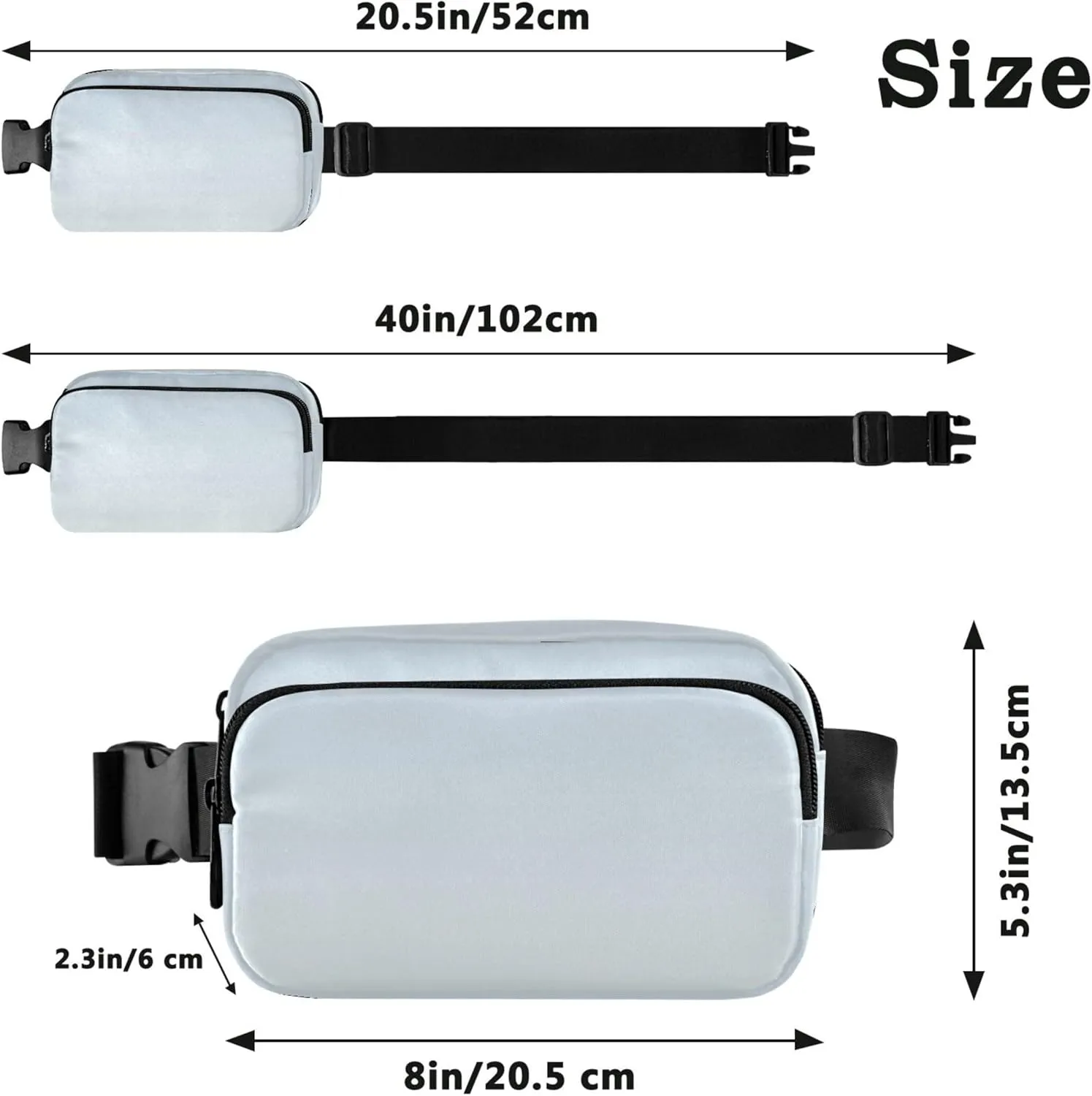 Blue White Ombre Fanny Packs for Women Waterproof Everywhere Belt Bag Funky Crossbody Waist Bag