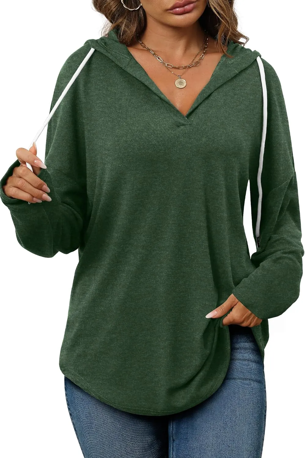 Bofell Womens Fashion Tops Hoodies for Women Pullover Oversized Sweatshirts Long SLeeve Shirts Loose Fit