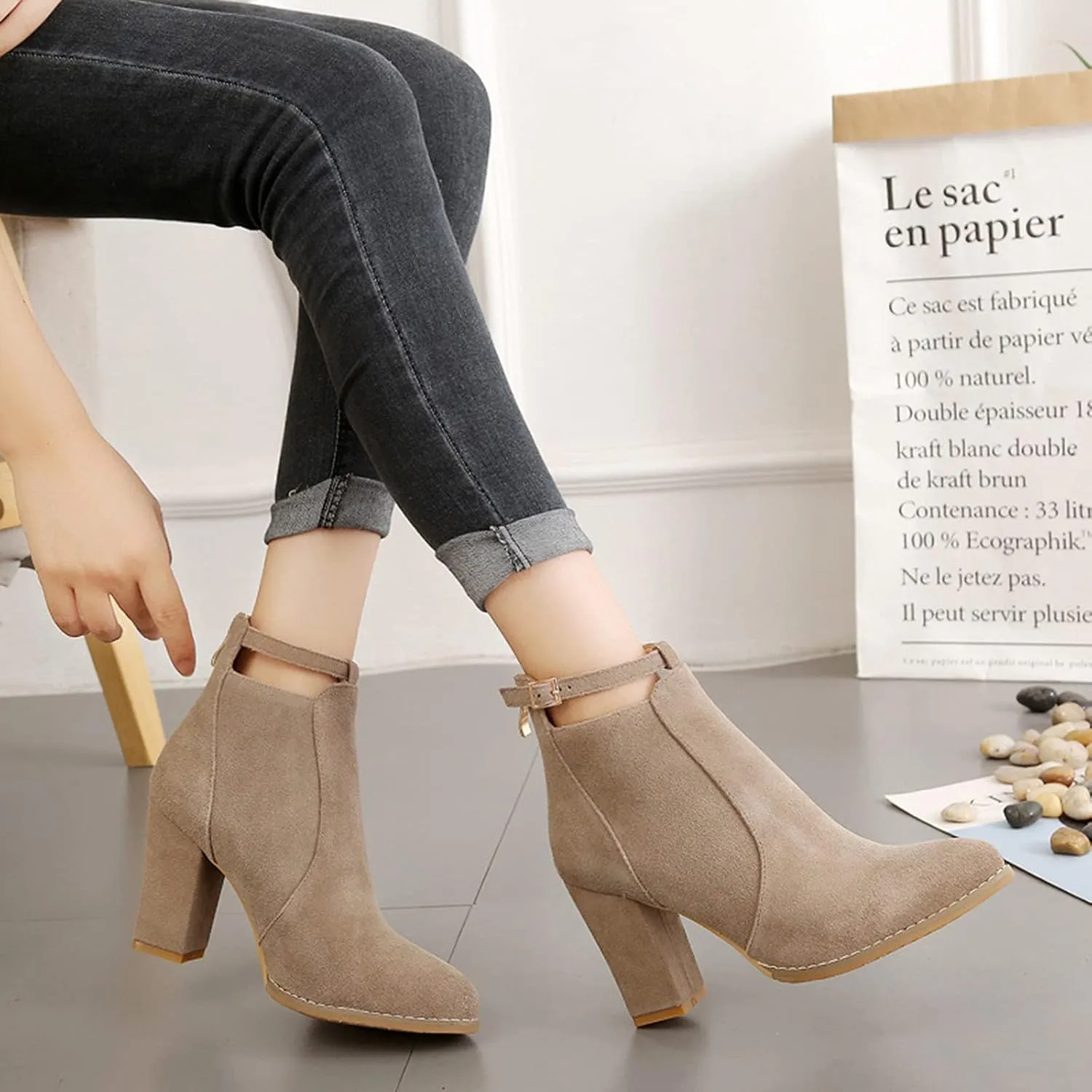 Botines De Mujer Flat Boots Women's Black Ankle Boots Wide Width Dress Boots for Women Black Ankle Boots for Women with Arch Support White Ankle Boots for Women Low Heel