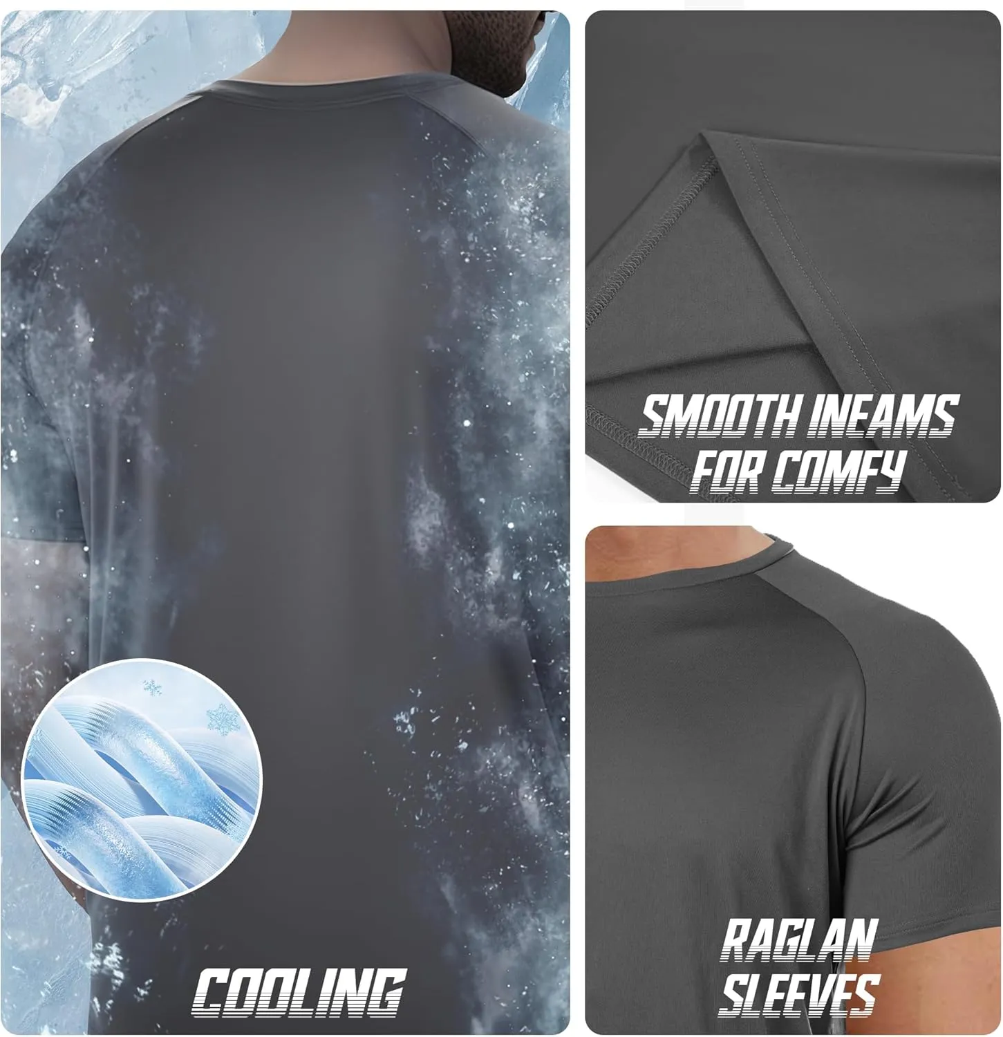 BRISIRA Coolmax Cooling Workout Shirts for Men Quick Dry Fit Moisture Wicking Gym Tshirts Athletic Active Short Sleeve Tees
