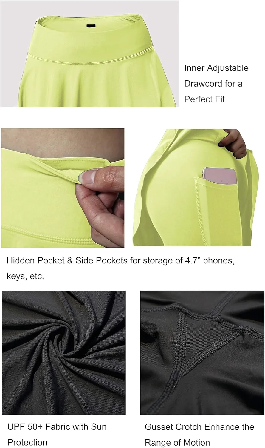 BUBBLELIME 19"/26" XXS-XL Women's UPF 50  Adjustable Running Skort with Leggings Pockets Active Sport Golf Tennis Skirt