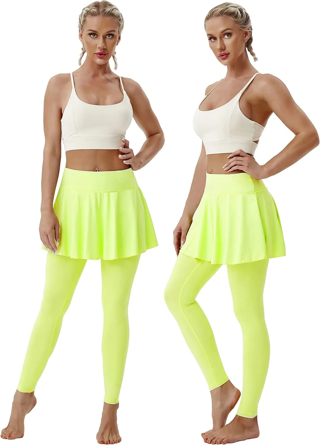 BUBBLELIME 19"/26" XXS-XL Women's UPF 50  Adjustable Running Skort with Leggings Pockets Active Sport Golf Tennis Skirt