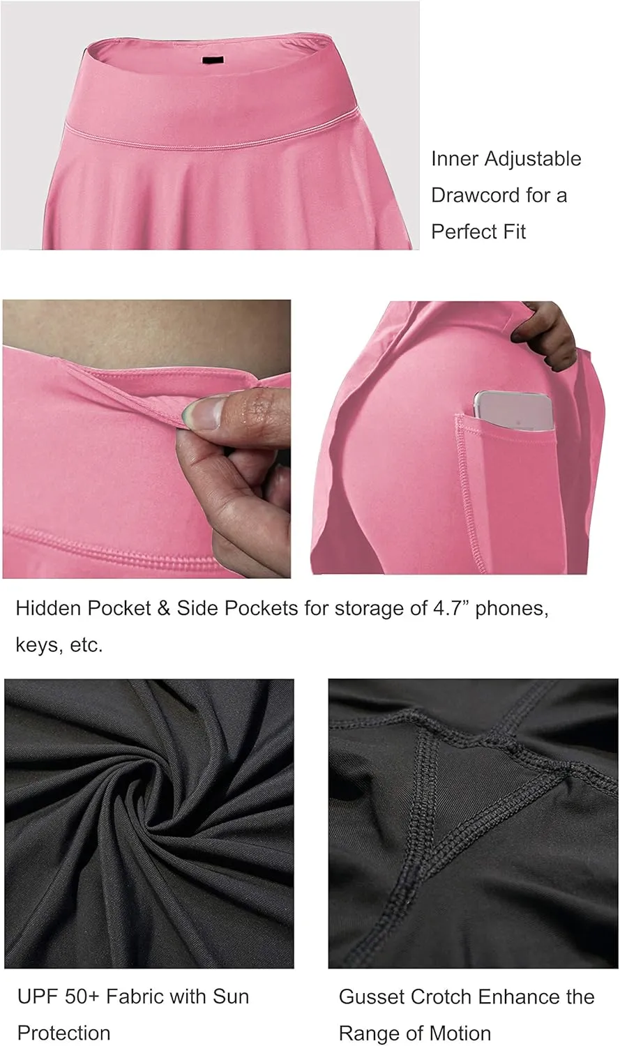 BUBBLELIME 19"/26" XXS-XL Women's UPF 50  Adjustable Running Skort with Leggings Pockets Active Sport Golf Tennis Skirt