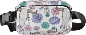 Buffalo Skull Flowers Goat Fanny Pack for Women Waterproof Belt Bag Hip Pack Funky Waist Bag for Women