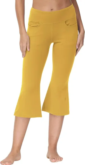 Cakulo Womens Capri Yoga Flare Pants Workout Athletic Active Summer Bootcut Capris Leggings Pockets