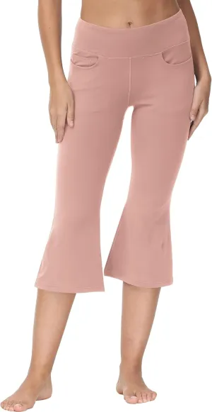 Cakulo Womens Capri Yoga Flare Pants Workout Athletic Active Summer Bootcut Capris Leggings Pockets