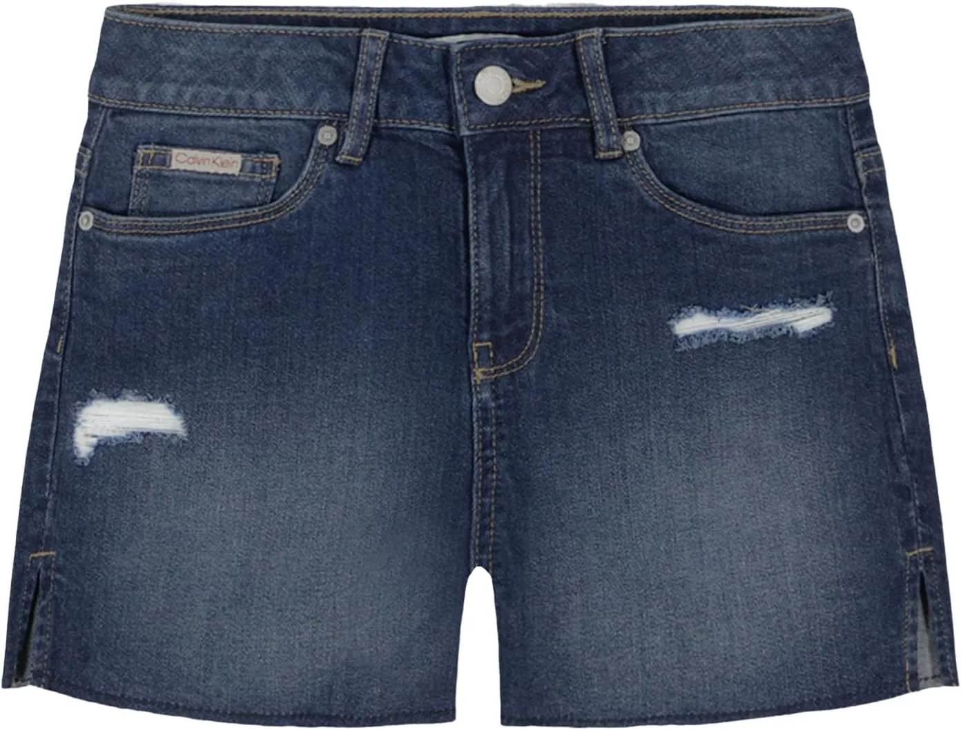 Calvin Klein Girls' Boyfriend Fit Stretch Denim Jean Shorts