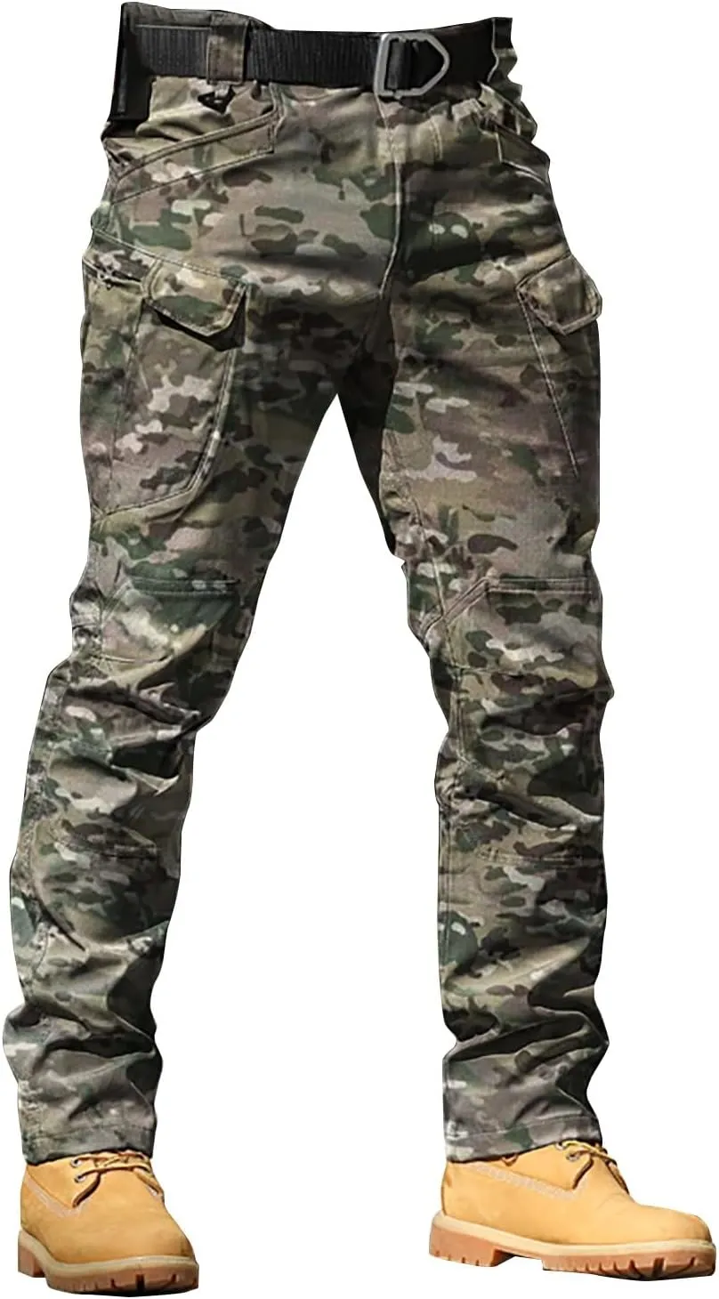 Camo Cargo Pants for Men Slim Fit Stretch Outdoor Hiking Hunting Safari Tactical Trousers Classic Military Army Pants