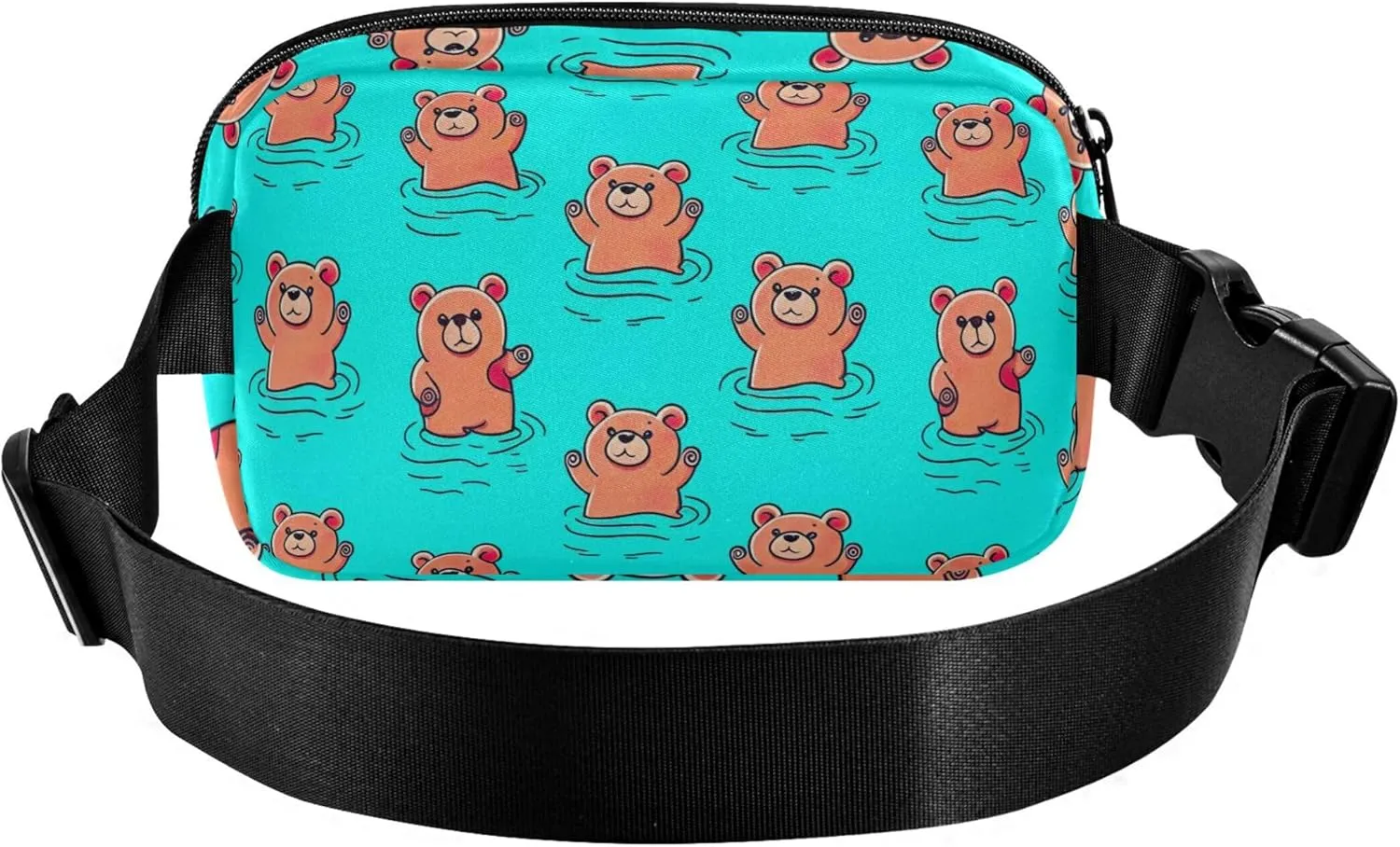 Cartoon Cute Bears Blue Fanny Pack for Women Anti Theft Belt Bag Waterproof Bright Crossbody Waist Purse