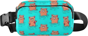 Cartoon Cute Bears Blue Fanny Pack for Women Anti Theft Belt Bag Waterproof Bright Crossbody Waist Purse