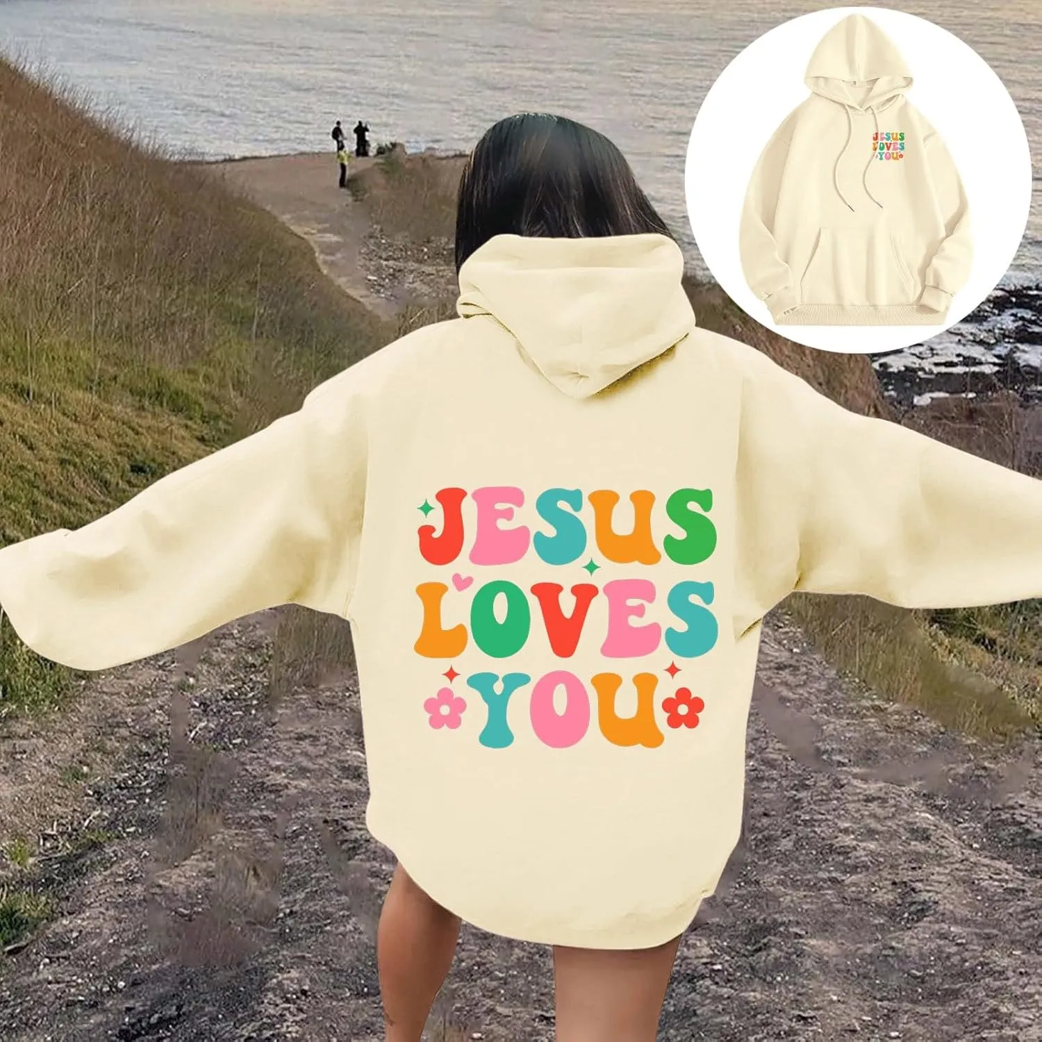Christian Graphic Hoodies for Teen Girls Fall Fashion 2024 Letter Print Preppy Sweatshirt Long Sleeve Pullover